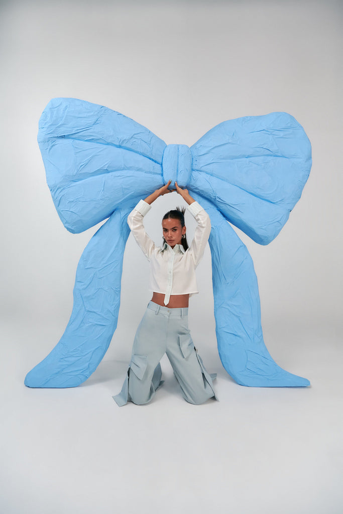 Cropped Half Bow Shirt mamzi 