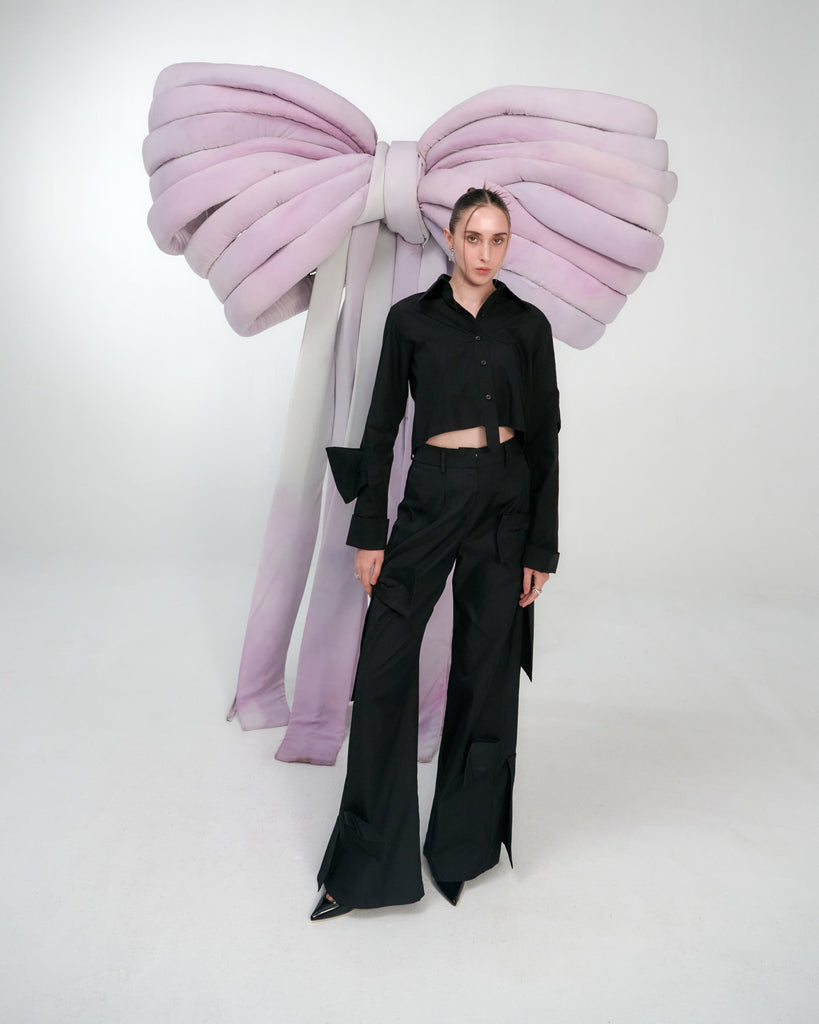 Cropped Half Bow Shirt mamzi 