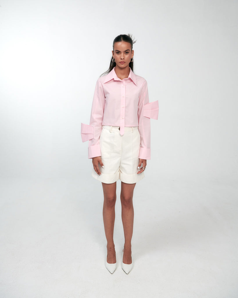 Cropped Half Bow Shirt mamzi 