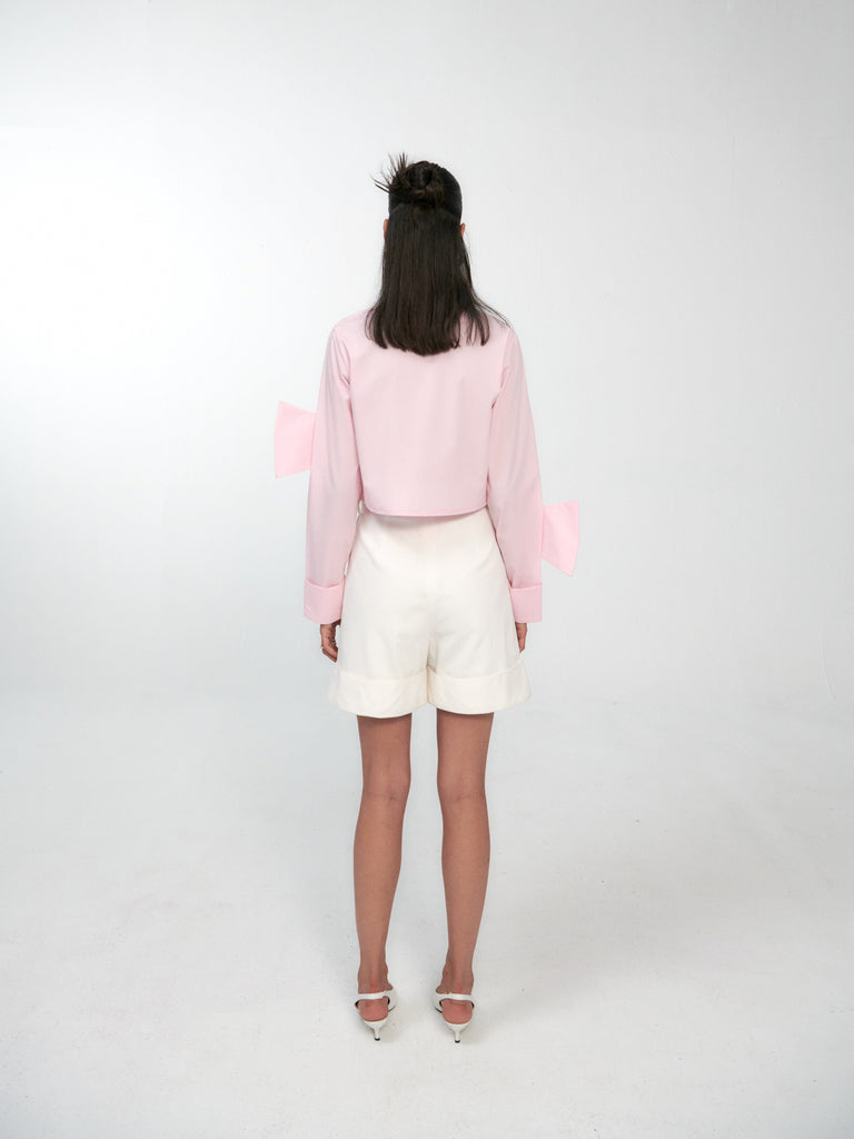 Cropped Half Bow Shirt mamzi 