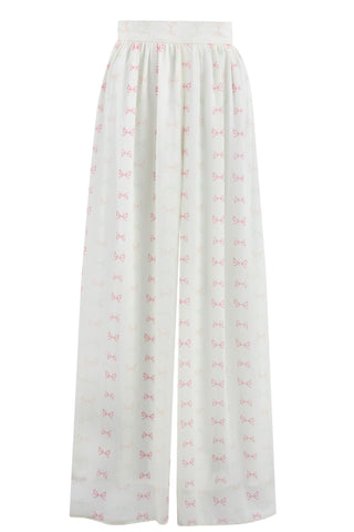 Chiffon Bow Print Pants