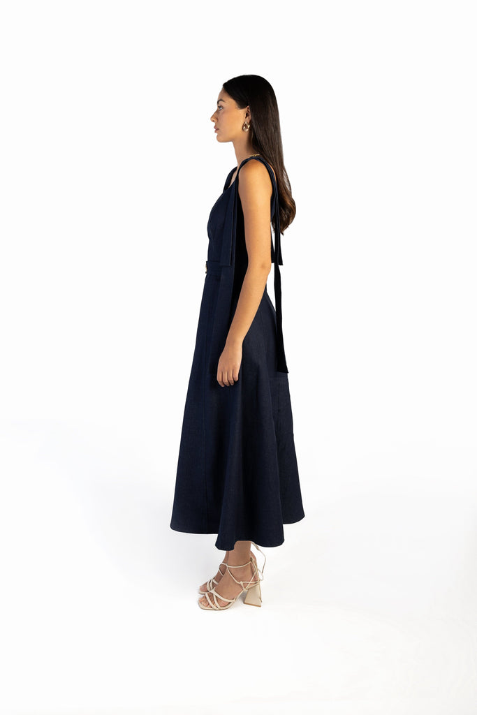 Hummingbird Buckle Denim Dress dress mamzi 