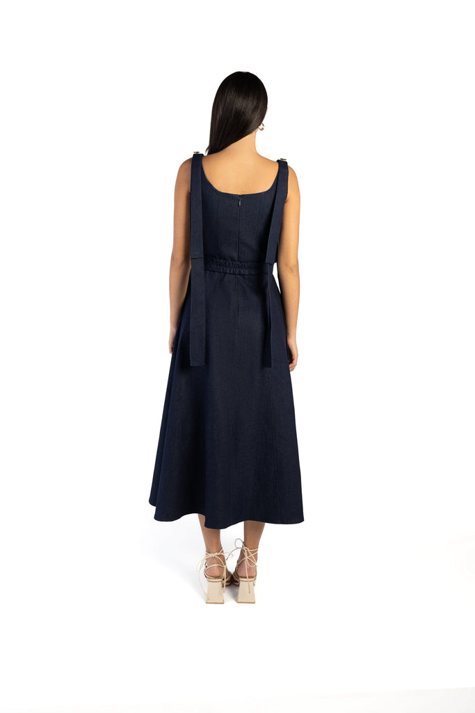 Hummingbird Buckle Denim Dress dress mamzi 