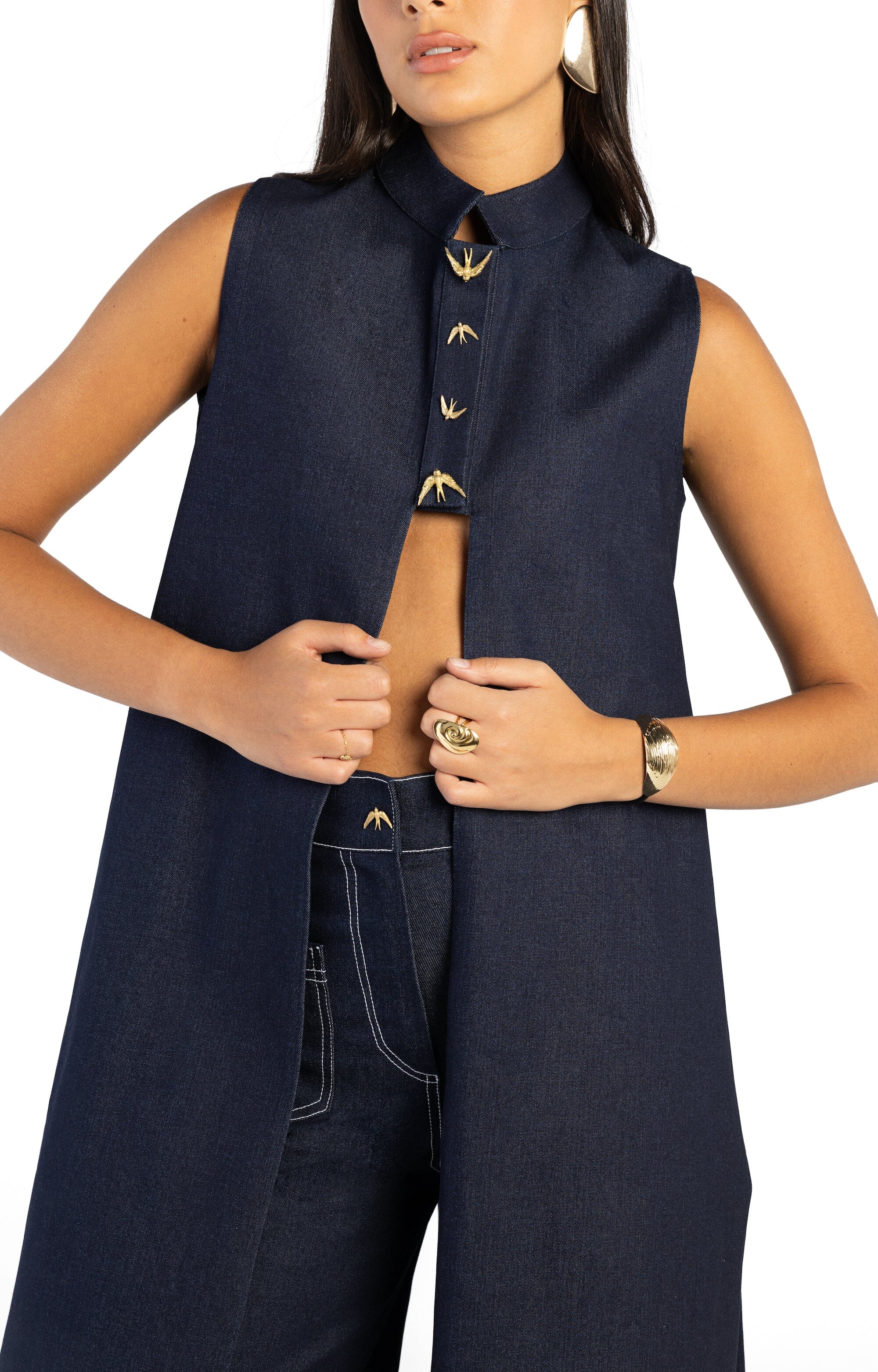 mbt⭐︎Design Button Vest Denim Button Front Vest | White House Black Market