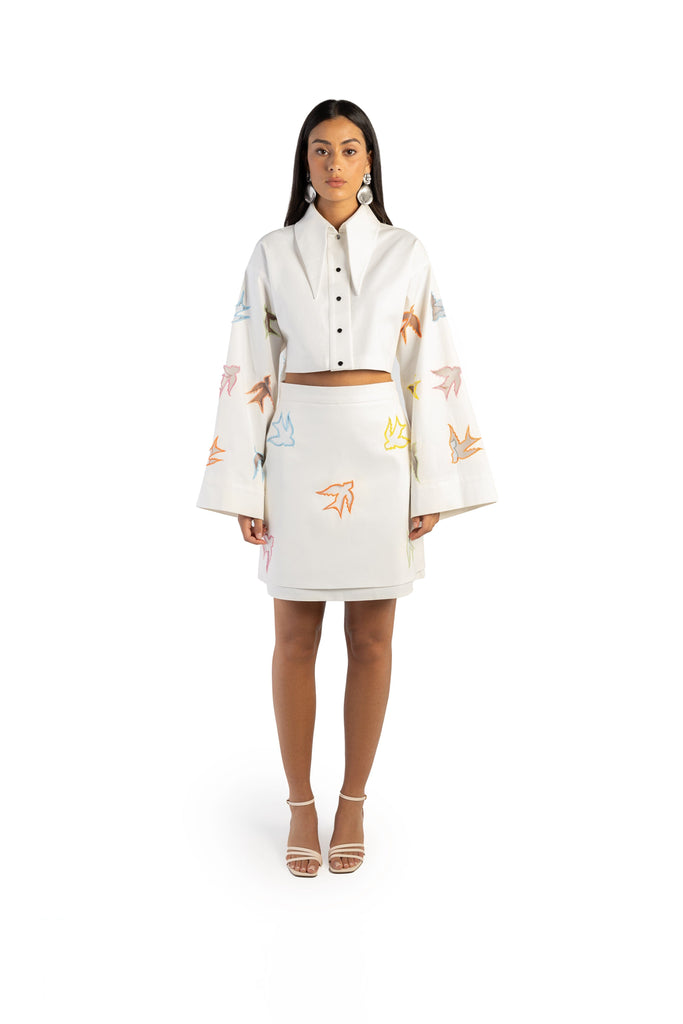 Birds Crop jacket jacket mamzi One size White 