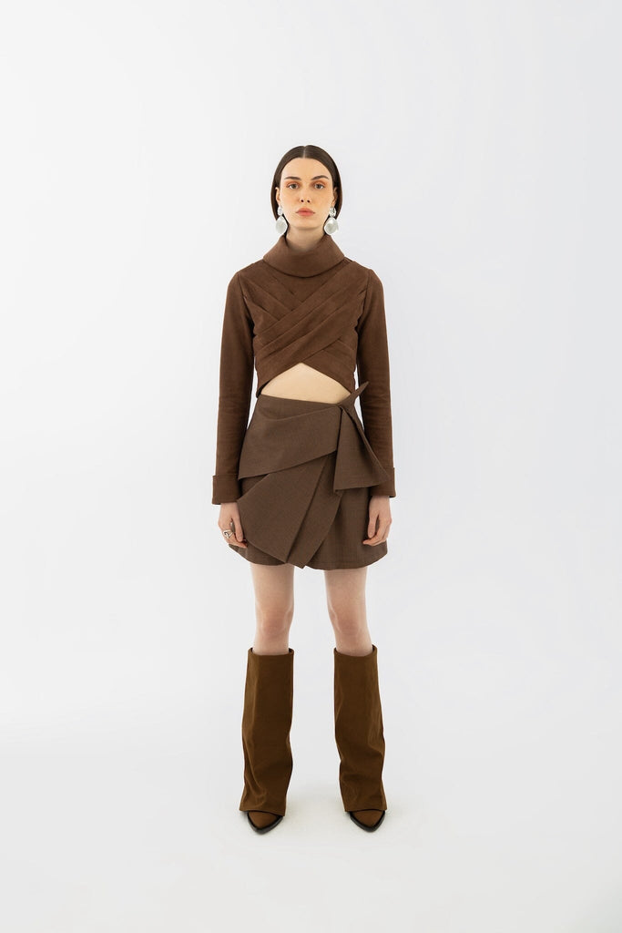 Draped Collar Top Top mamzi 