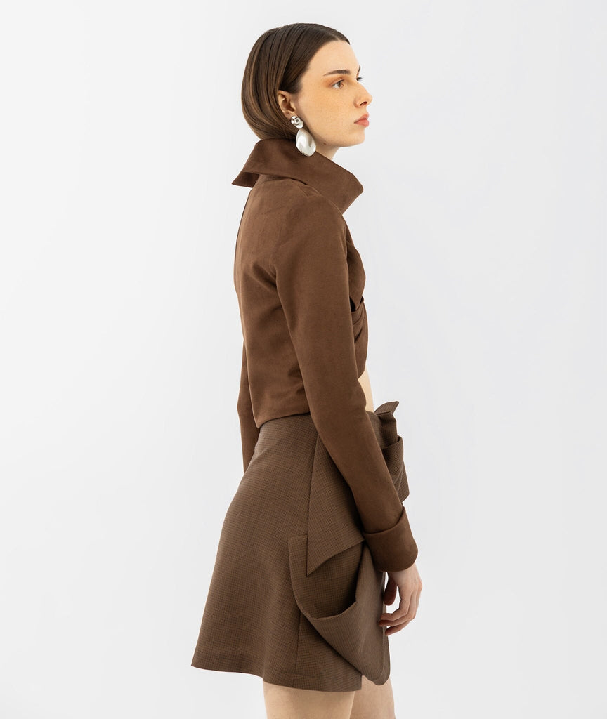 Draped Collar Top Top mamzi 