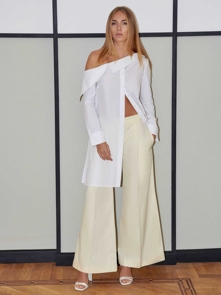 Collar Off-Shoulder Shirt Shirt MAMZI X Small White 