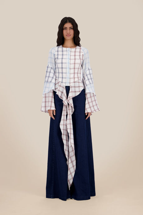 Checked Ruffle Top - mamzi