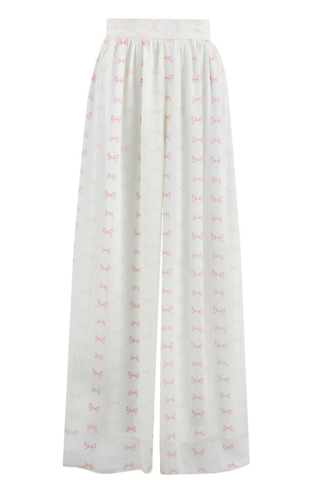 Chiffon Bow Print Pants - mamzi