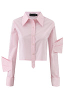 Cropped Half Bow Shirt - mamzi