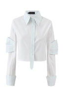 Cropped Half Bow Shirt - mamzi
