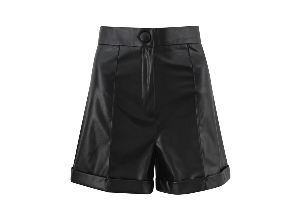 Leather cuff shorts Shorts MAMZI Xsmall Black Faux leather