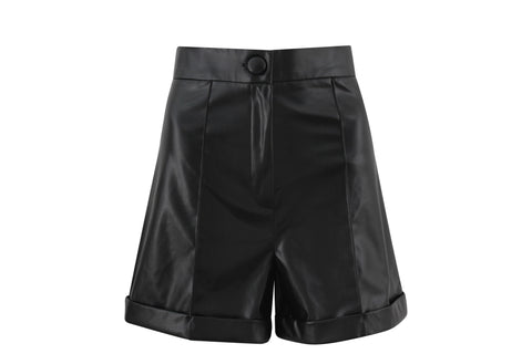 Leather cuff shorts