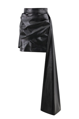 Drape leather skirt