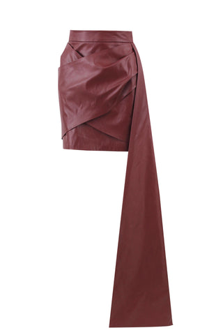 Drape leather skirt