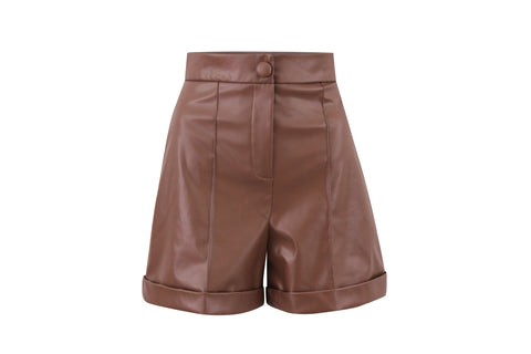 Leather cuff shorts