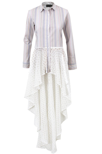 Lilac Lace Shirt Shirt MAMZI Small Striped & white lace 