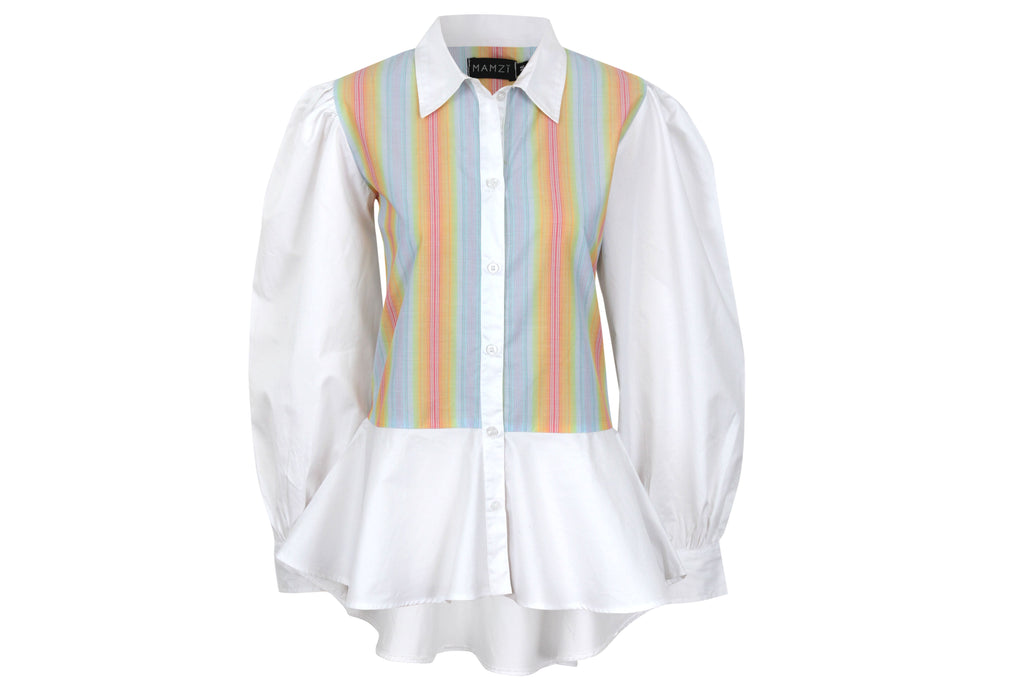 Rainbow Shirt Shirt MAMZI Small White & Rainbow 
