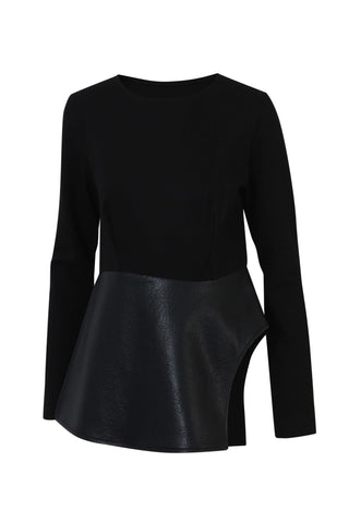 Leather Saddle Peplum Top