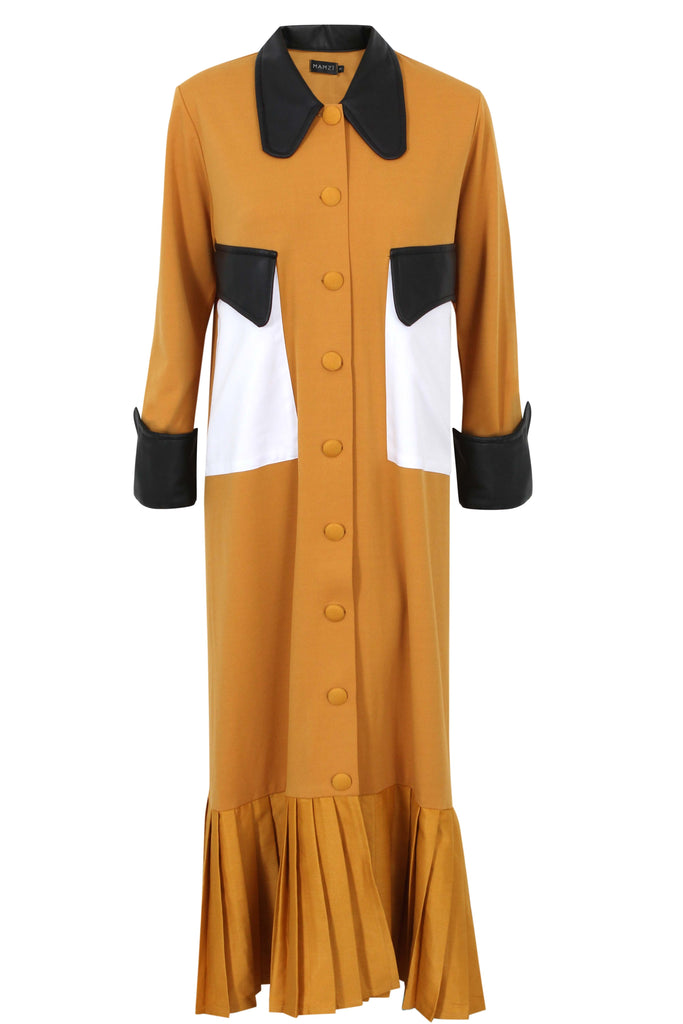 Saddle Pockets Dress Dress MAMZI Medium Mustard 