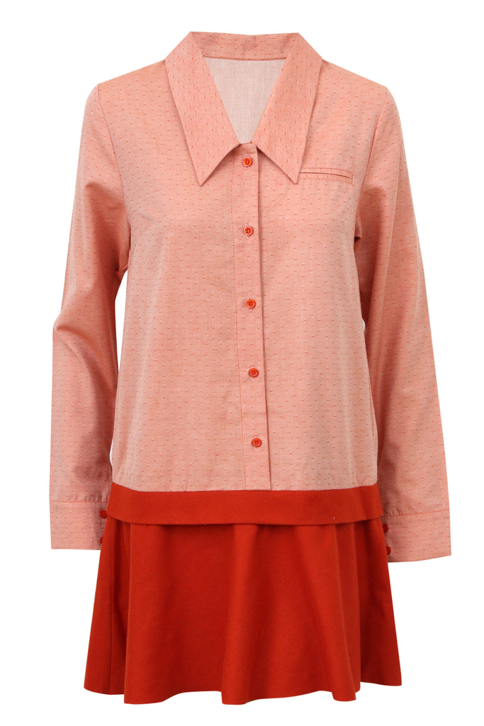 Ascot Shirt Dress Dress MAMZI X Small Orange 