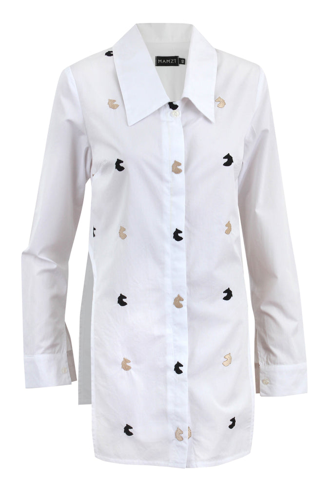 Horse Embroidery Shirt Shirt MAMZI Small White 