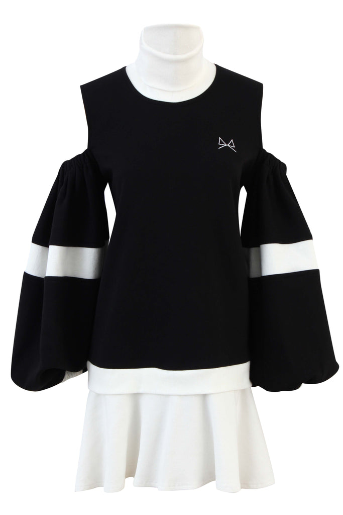 Signature Cold Cut Sweatshirt Dress Dress MAMZI M/L Black & White 