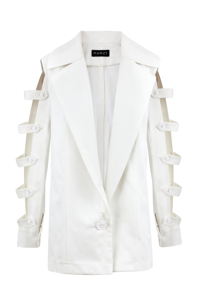 Straps-Sleeves Blazer Jacket MAMZI Small White 