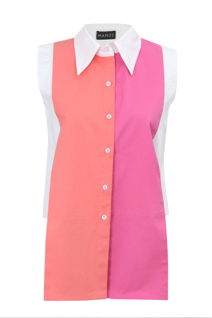 Multicolor Sleevles Shirt shirt MAMZI Small Pink 