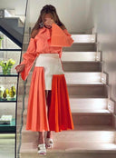 Nadeer Skirt with Two Pleated Sides - mamzi